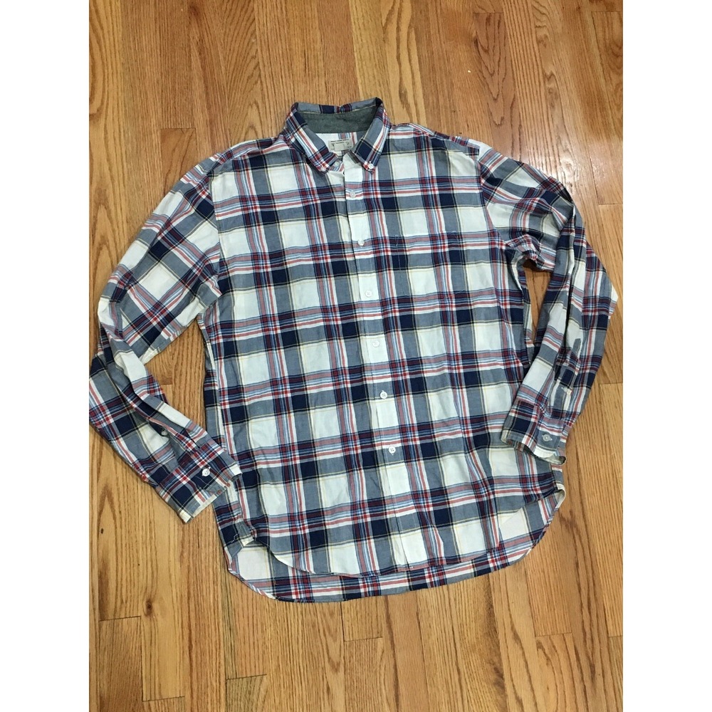 Large Mens Tailored by J. Crew Button Down Up Shirt Long Sleeve Plaid Casual